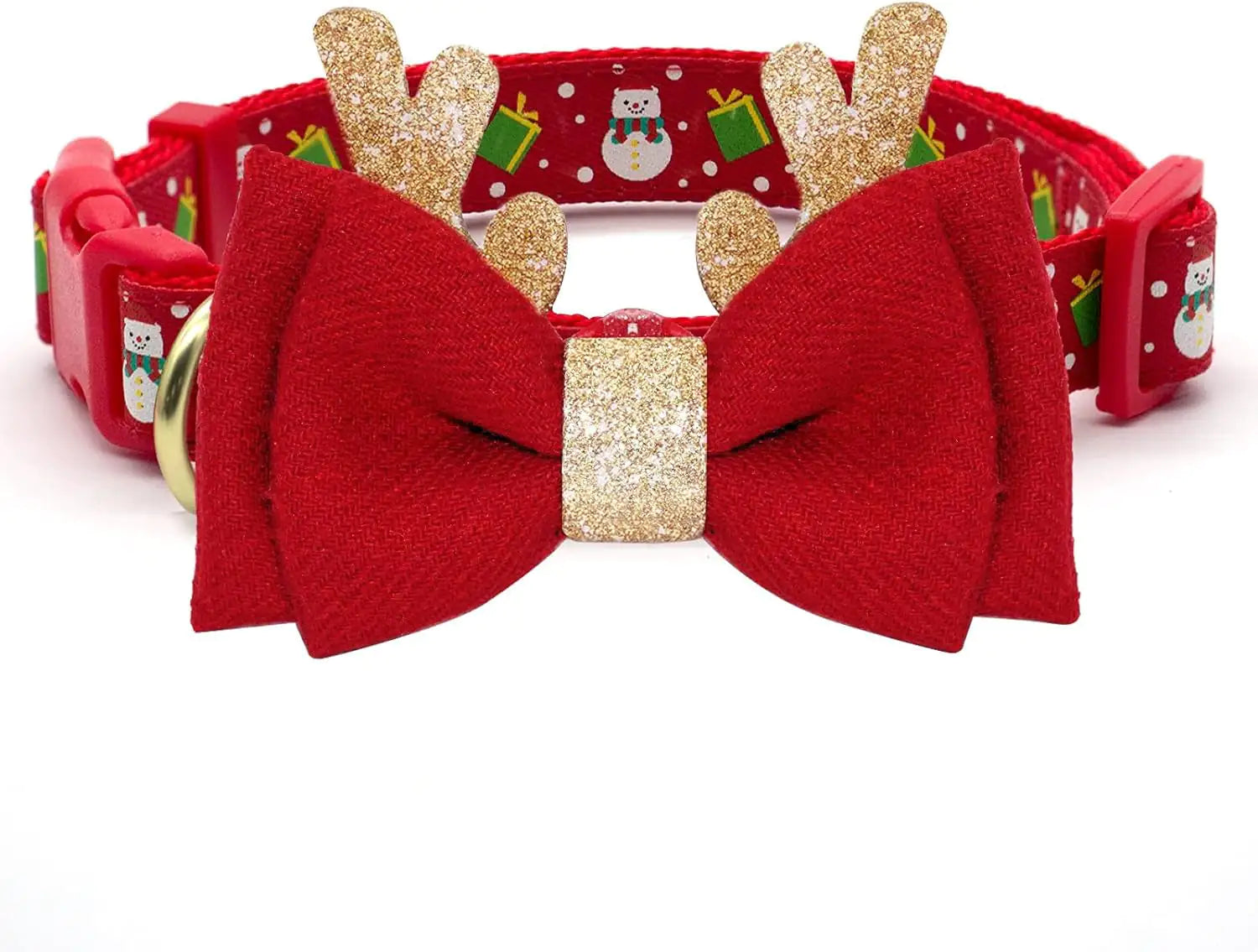Christmas Dog Collar- Removable Bow & Antlers