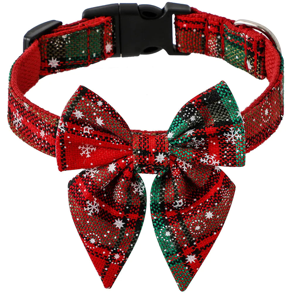 Christmas Bow Tie Pet Collar