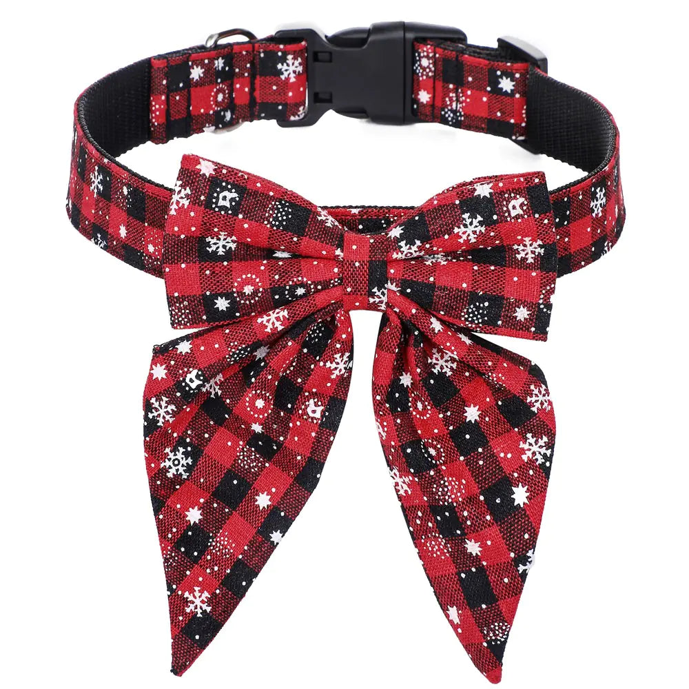Christmas Bow Tie Pet Collar