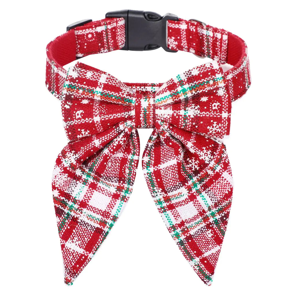 Christmas Bow Tie Pet Collar